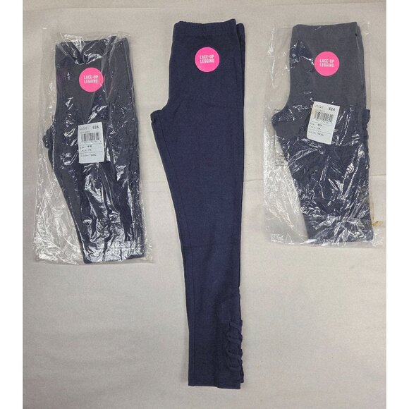 3 Childrens Place Leggins Navy Lace-Up Medium Cotton/Spandex New with Tags - Picture 5 of 7